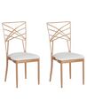 Conjunto de 2 sillas de comedor de metal rosa dorado/blanco GIRARD_775186