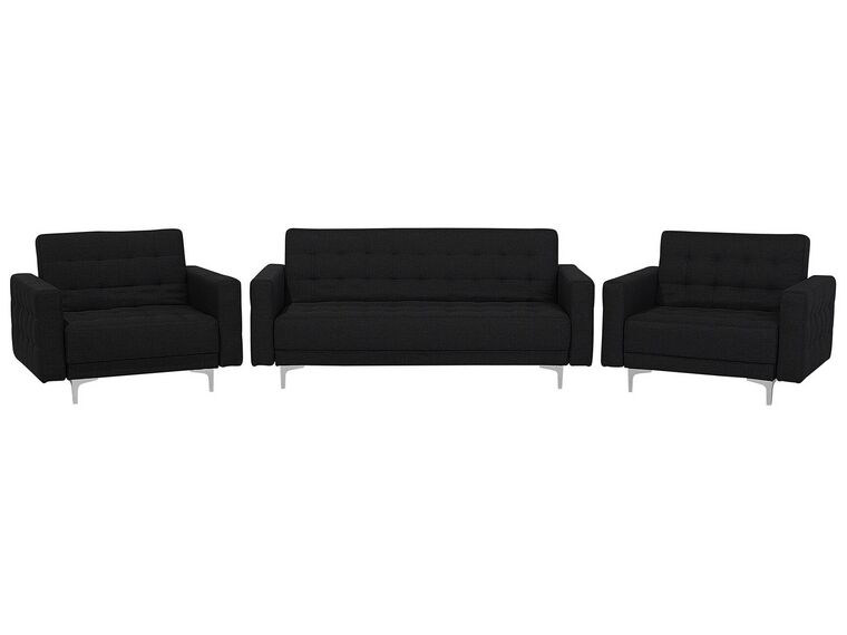 Conjunto de sofás reclináveis com 5 lugares em tecido cinzento grafite ABERDEEN_715189