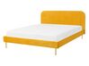 Łóżko welurowe 140 x 200 cm żółte FLAYAT_767542