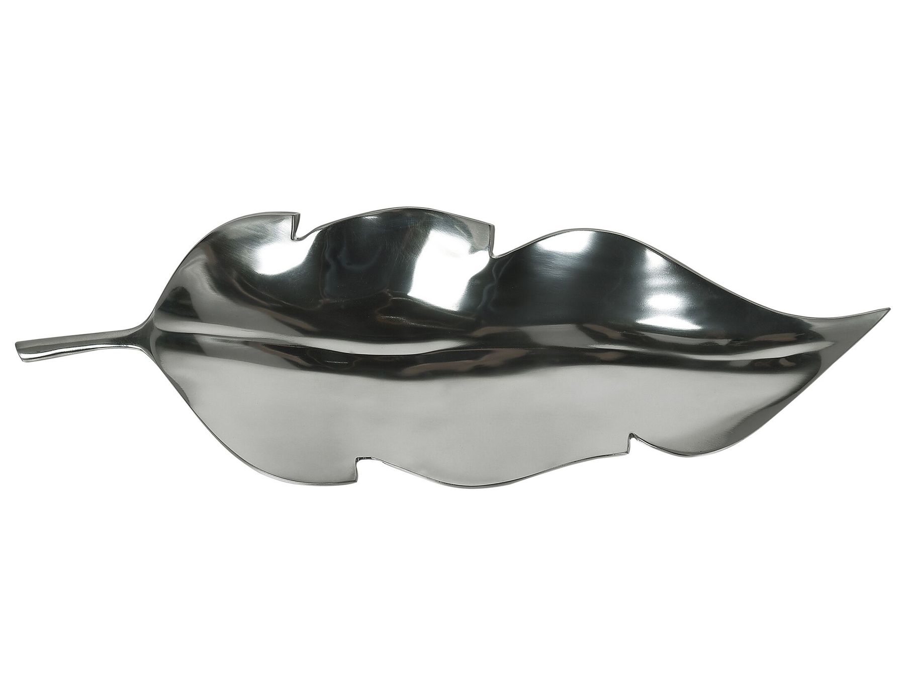 Beliani Dekoschale In Blattform – Silber, Aluminium, 68x22x5 Cm, Handgefertigt, Glamouröser Look