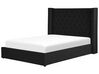 Velvet EU Double Size Ottoman Bed Black LUBBON_833794