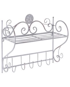 Harmaa rautainen seinähylly koukuilla OSORNO Harmaa rautainen seinähylly koukuilla OSORNO