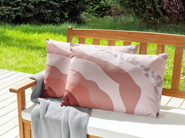 Set of 2 Outdoor Cushions Abstract Pattern 40 x 60 cm Pink CAMPEI