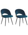 Sada 2 sametových jídelních židlí modrá VIVIAN_774132