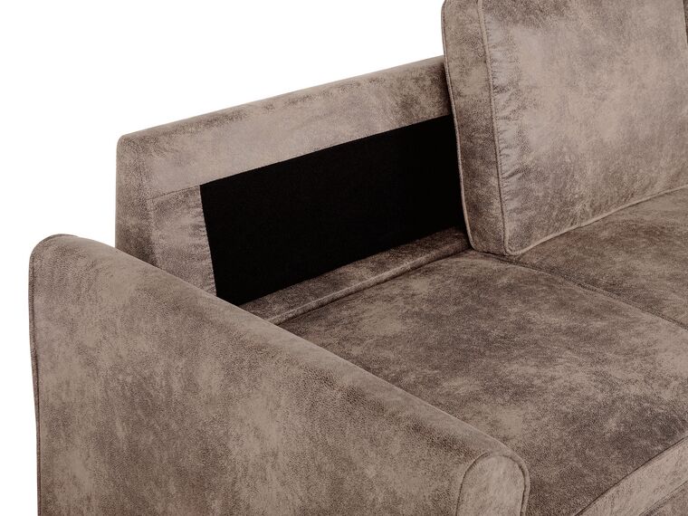 Right Hand Faux Leather Corner Sofa Bed with Storage Brown NESNA