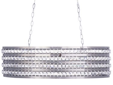 Lampa wisząca z kryształami metalowa srebrna CAVONE