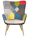 Wingback Chair with Footstool Patchwork Multicolour VEJLE II_774024