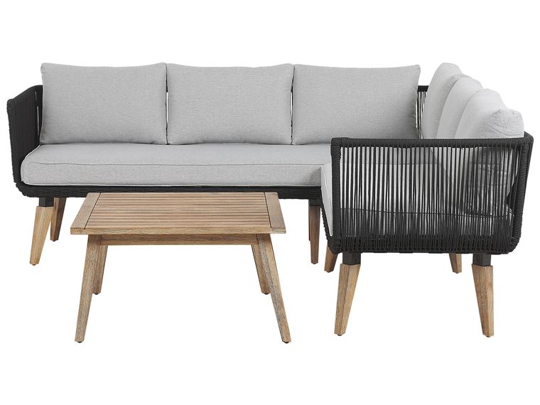 5 Seater Acacia Wood Garden Corner Sofa Set Grey ALCAMO | Beliani.it