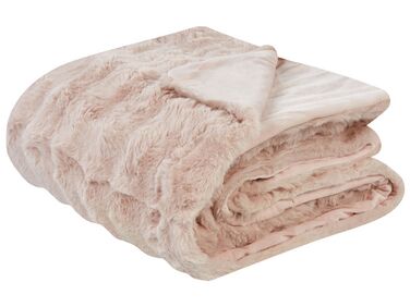 Faux Fur Bedspread 200 x 220 cm Pink SALKA