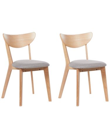 Conjunto de 2 sillas de madera de caucho clara/gris ERIE