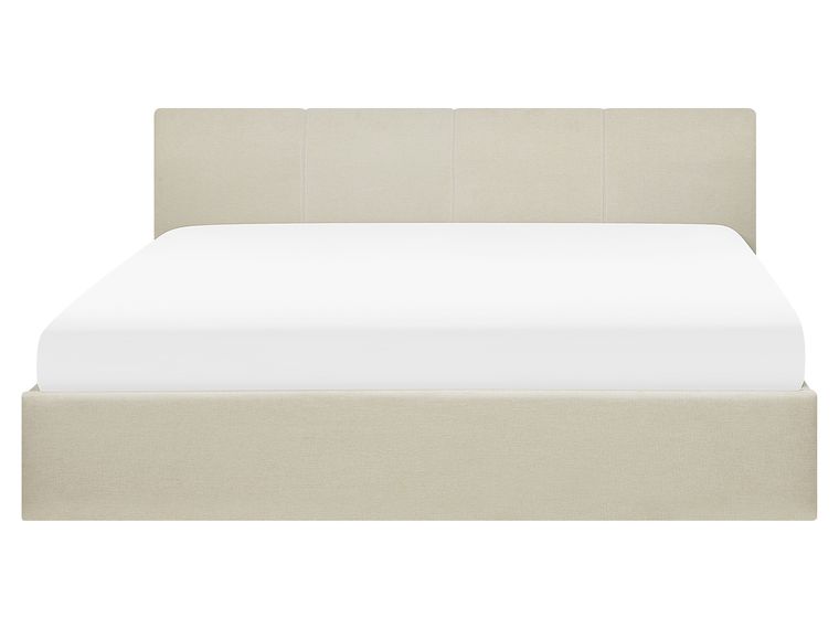 Fabric EU King Size Ottoman Bed Beige ORBEY Beliani.co.uk