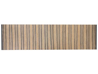 Teppich Jute beige / grau 80 x 300 cm Streifenmuster Kurzflor zweiseitig BUDHO