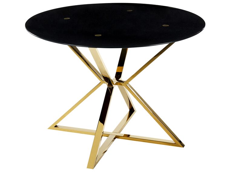 Okrúhly jedálenský stôl so sklenenou doskou ⌀ 105 cm čierna/zlatá BOSCO_850603