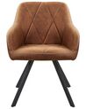 Set of 2 Fabric Dining Chairs Brown MONEE_724874