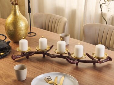 Metal Candleholder Brown and Gold CLEONAE