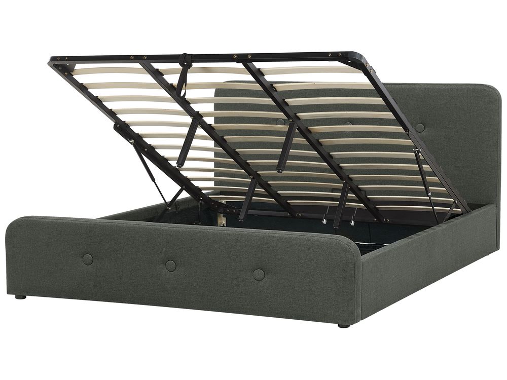 Cama tapizada en gris oscuro con almacenaje 180x200 cm RENNES | Beliani.es