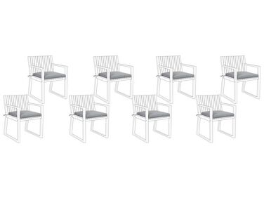 Conjunto de 8 almofadas para cadeira de jardim cinzentas SASSARI