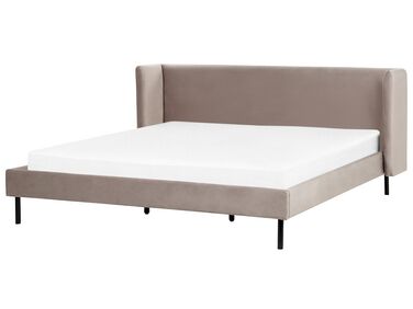 Łóżko welurowe 180 x 200 cm beżowoszare ARETTE