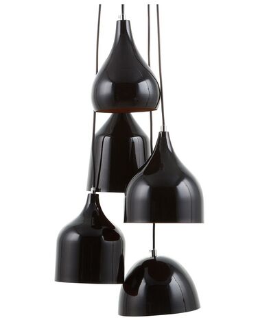 5 Light Metal Pendant Lamp Black SAVIO