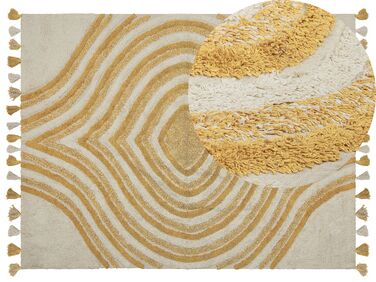 Tappeto cotone beige chiaro e senape 160 x 230 cm BINGOL
