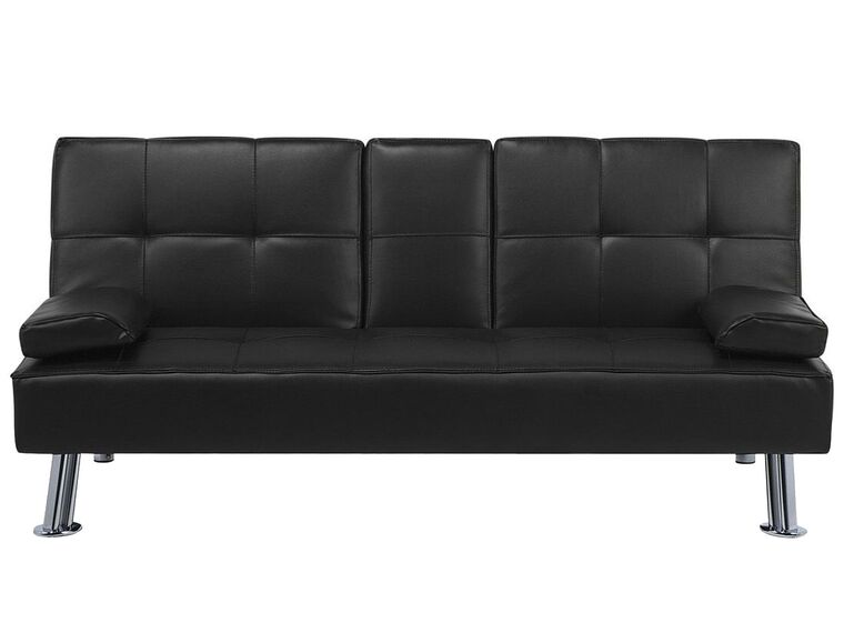 Sofa rozkładana ekoskóra czarna ROXEN_701810