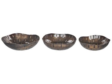 Set di 3 vassoi decorativi metallo ottone PINANG