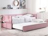 Manšestrová rozkládací postel 90 x 200 cm růžová MIMIZAN_798335
