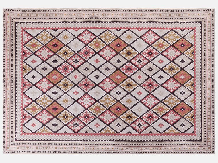 Teppich Baumwolle mehrfarbig geometrisches Muster 160 x 230 cm Kurzflor ANADAG_853669