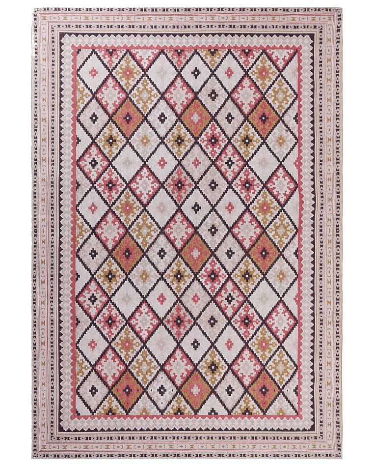 Teppich Baumwolle mehrfarbig geometrisches Muster 160 x 230 cm Kurzflor ANADAG_853669