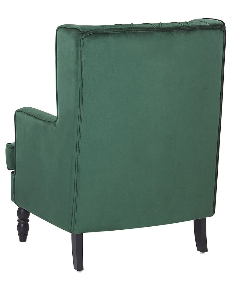 Velvet Armchair with Footstool Green SANDSET Beliani.co.uk