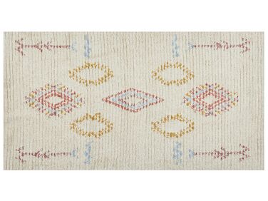 Teppich Baumwolle beige 80 x 150 cm geometrisches Muster Kurzflor BETTIAH