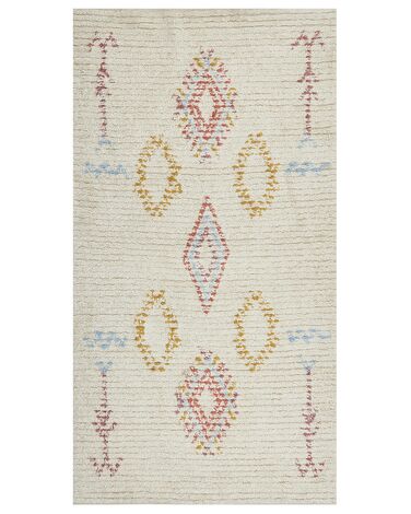 Teppich Baumwolle beige 80 x 150 cm geometrisches Muster Kurzflor BETTIAH