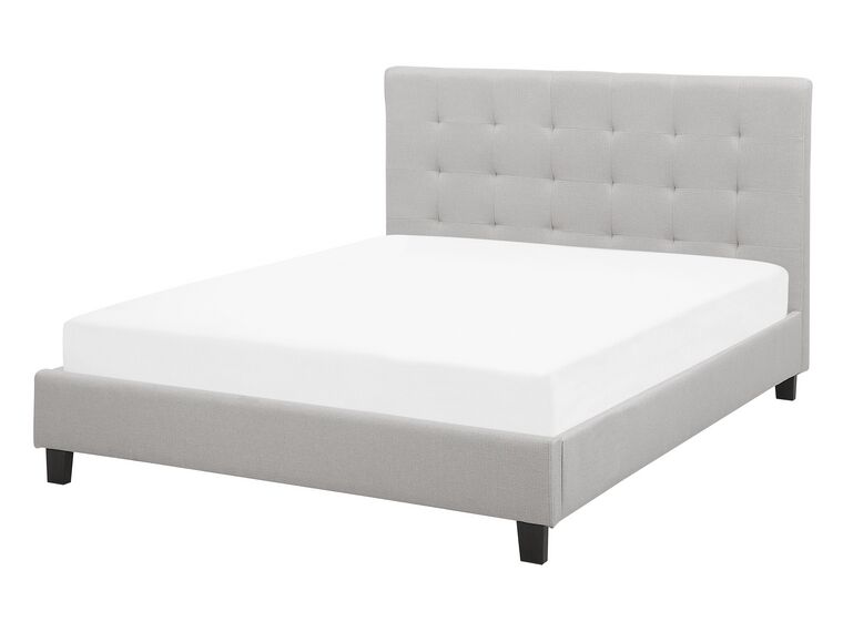 Fabric EU Double Size Bed Light Grey LA ROCHELLE_737803