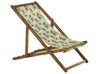 Set of 2 Acacia Folding Deck Chairs and 2 Replacement Fabrics Light Wood with Off-White / Floral Pattern ANZIO_819555