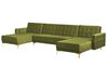 Canapé modulable 5 places en forme de U velours vert avec ottoman ABERDEEN_882435