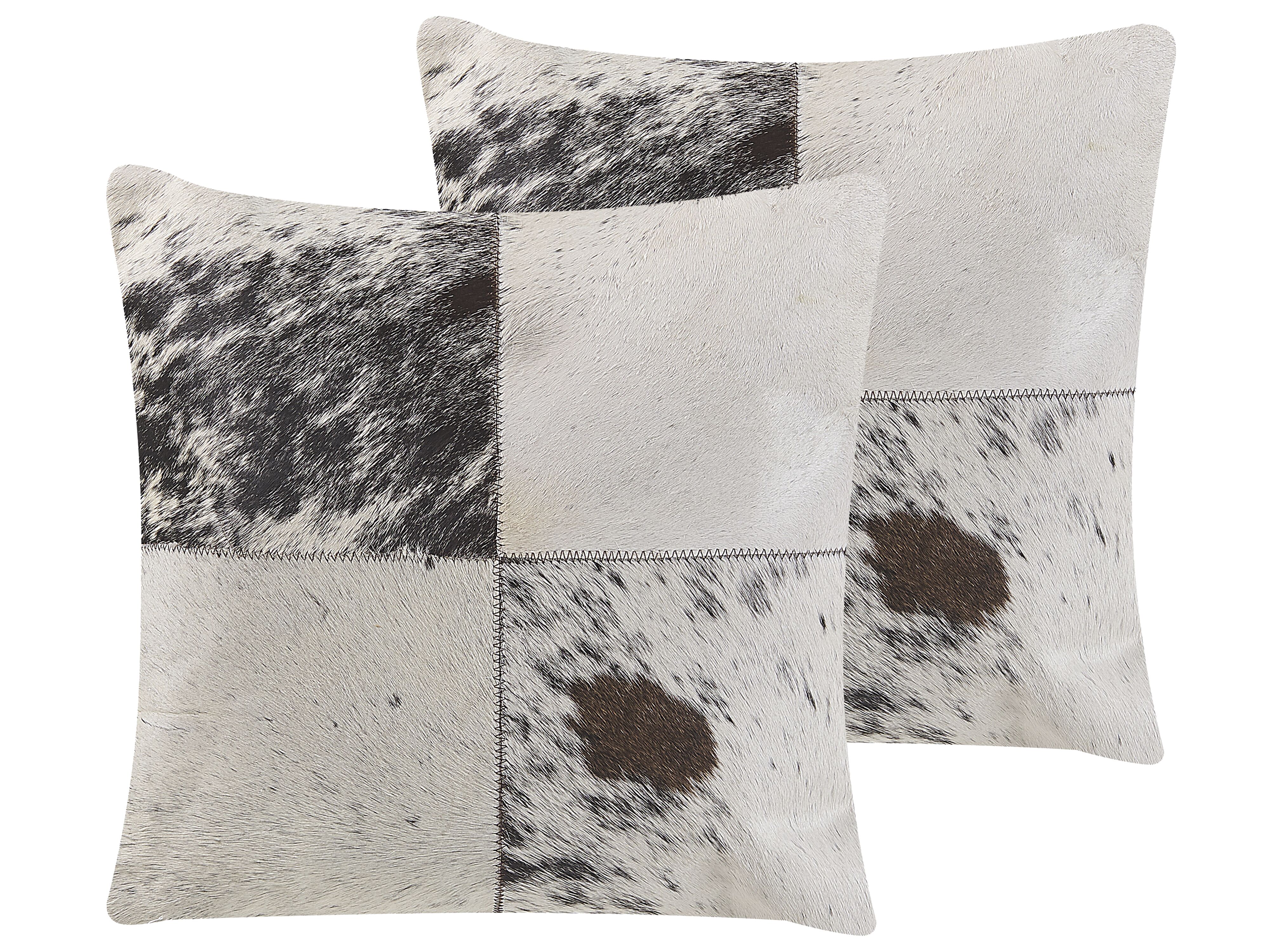 Set di 2 cuscini decorativi in vera pelle 45 x 45 cm grigio MARADY 