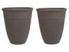 Conjunto de 2 vasos para plantas em pedra castanha 43 x 43 x 49 cm KATALIMA_858234