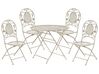 Zestaw ogrodowy metalowy stół i 4 krzesła złamana biel BIVIO_807855