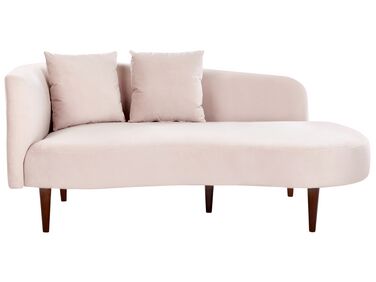 Chaise-longue versão à esquerda em veludo rosa pastel CHAUMONT