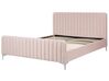 Čalúnená posteľ s roštom 160 x 200 cm zamatová ružová LUNAN_803504