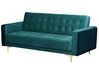Conjunto de sofás reclináveis com 5 lugares em veludo azul esverdeado ABERDEEN_751977