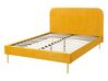 Łóżko welurowe 140 x 200 cm żółte FLAYAT_767548