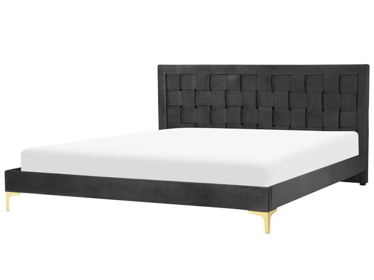 Velvet EU Super King Size Bed Black LIMOUX_867229