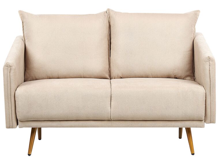 2-Sitzer Sofa Samtstoff beige mit goldenen Beinen MAURA_912960