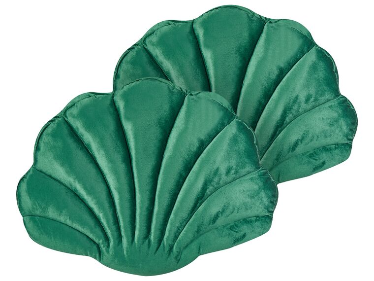 Set of 2 Velvet Seashell Cushions 47 x 35 cm Green CONSOLIDA_889212