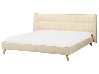 Łóżko welurowe 180 x 200 cm beżowe SENLIS 