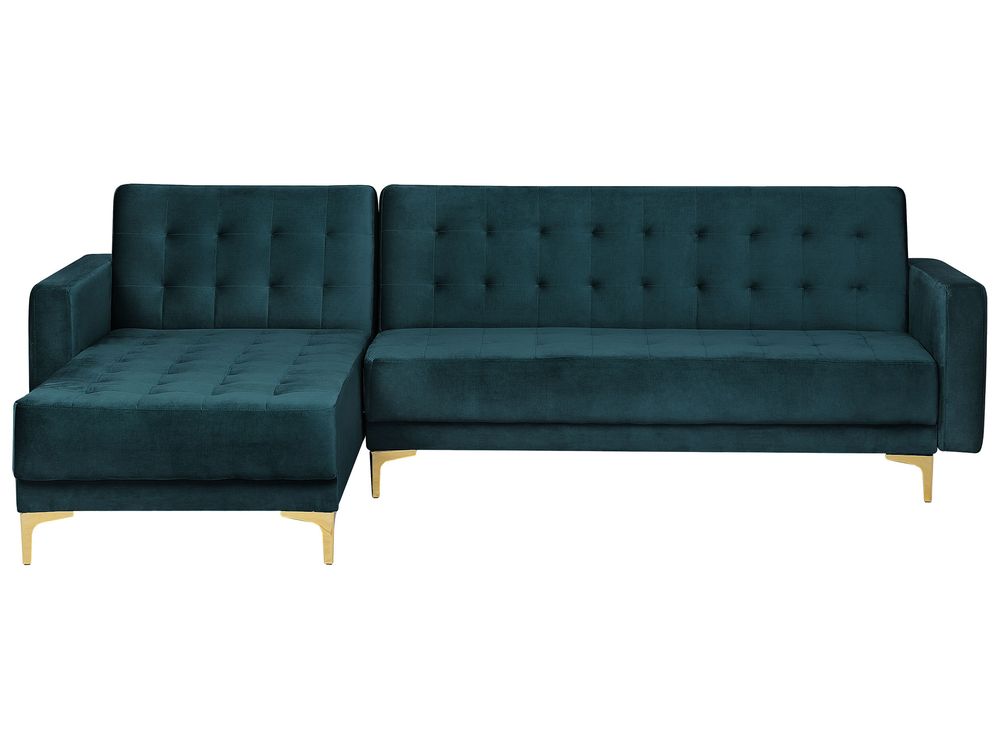 Right Hand Velvet Corner Sofa Teal ABERDEEN Beliani.co.uk