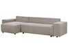 Canapé-lit d'angle à droite avec rangement en tissu taupe LUSPA_900965