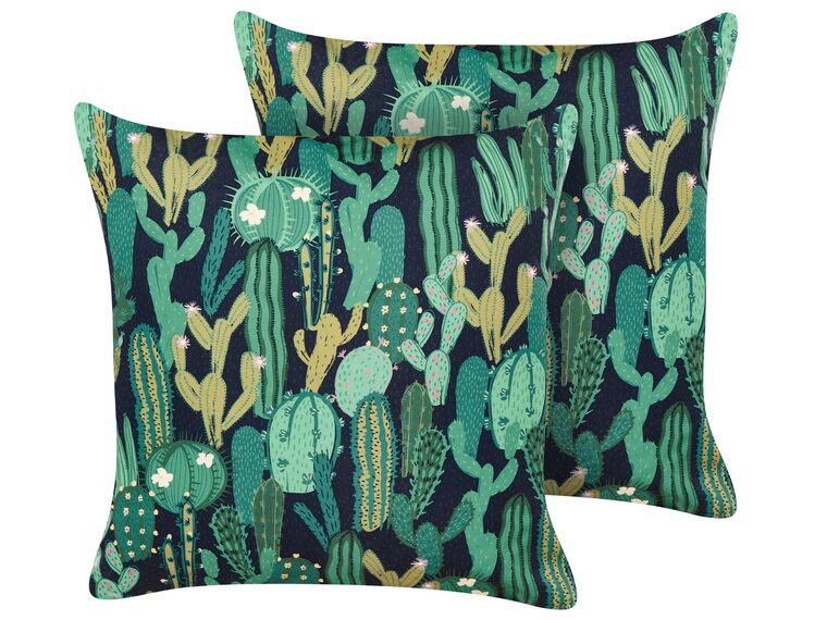 Set of 2 Outdoor Cushions Cactus Pattern 45 x 45 cm Green BUSSANA_881382
