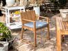 Zestaw 8 krzeseł ogrodowych akacjowy jasne drewno z poduszkami niebieskimi SASSARI_746007